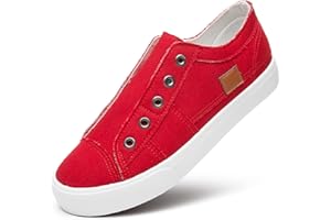 XRH Women's Slip on Shoes Non Slip Fashion Canvas Sneakers Low Top Casual Shoes