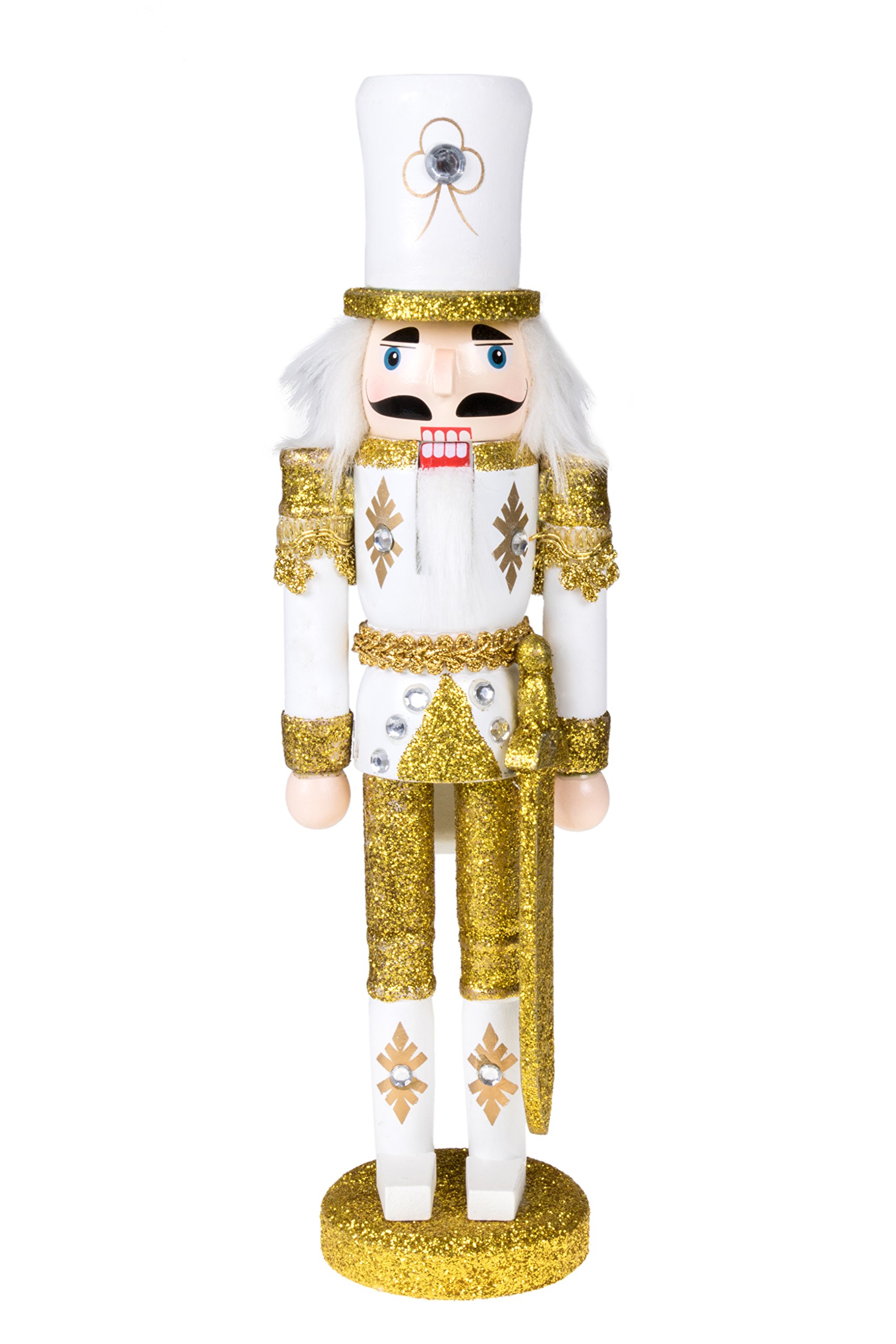 Clever Creations Traditional Christmas Gold Soldier with Sword Nutcracker | Festive Christmas Decor | 12" Tall Perfect for Shelves and Tables