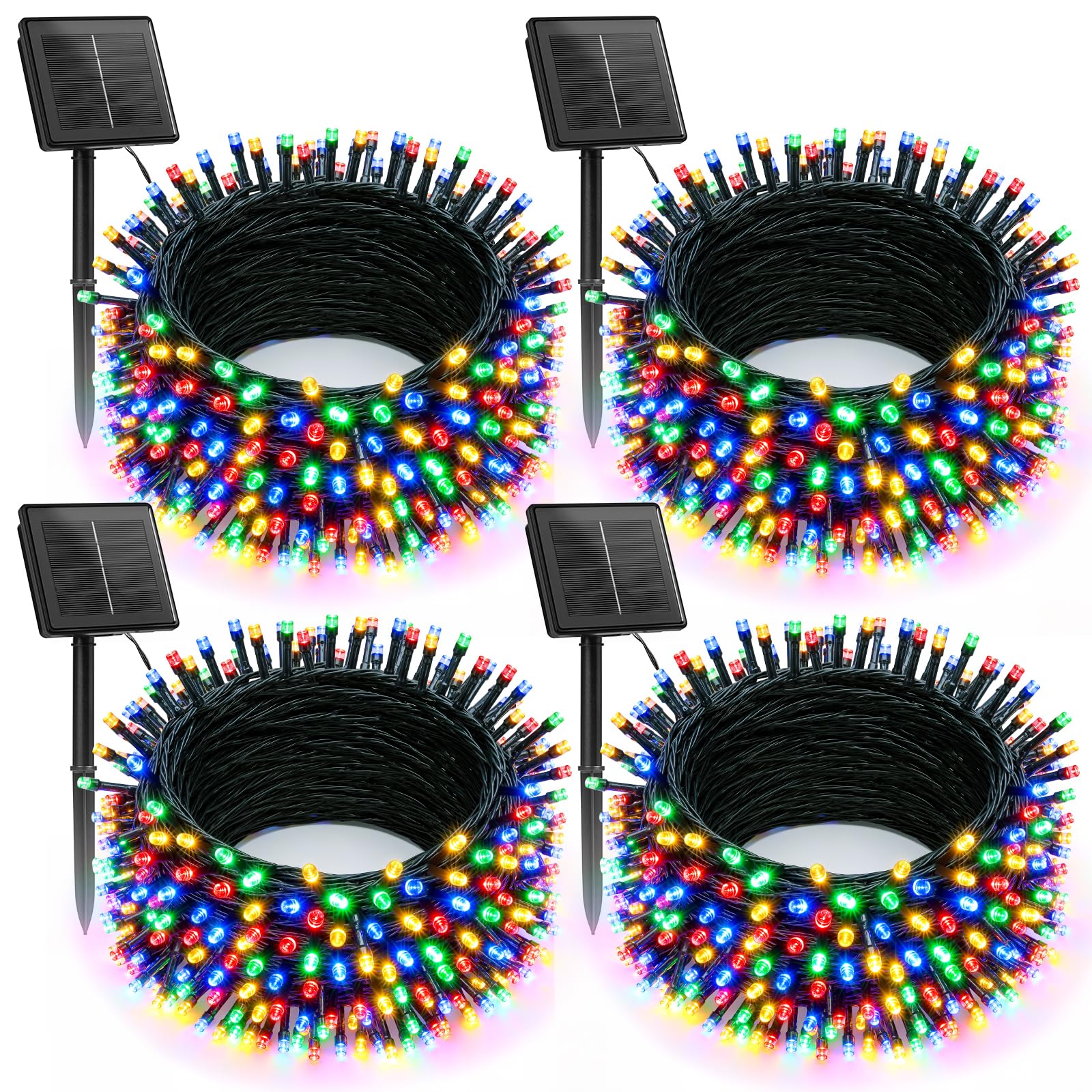 Photo 1 of **MINOR DAMAGED**
Brightown Solar Christmas Lights Outdoor, 4 Pack Total 184FT 480 LED Solar String Lights Outdoor Waterproof Green Wire with 8 Modes, Solar Fairy Light for Garden Yard Patio Party Decors, Multicolor