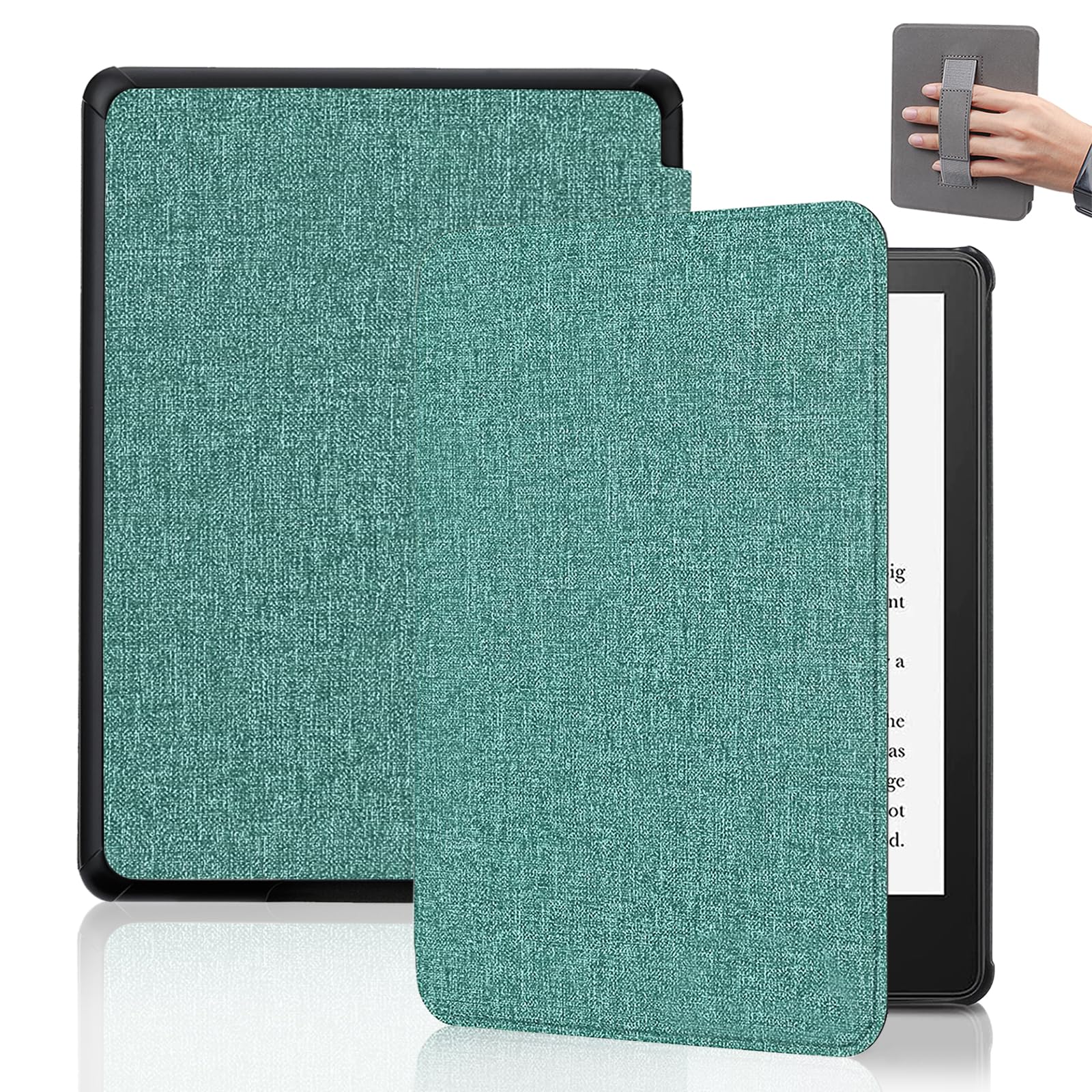 SCSVPN Case for 6.8'' Kindle Paperwhite (11th Generation-2021 Release) and Kindle Paperwhite Signature Edition, Premium Lightweight PU Leather Shell Cover with Hand Strap - Auto Sleep/Wake, Green