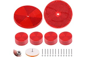 Swpeet 36Pcs Red Round Front Reflector Driveway Trailer Reflectors, 3 Inch Reflective Mailbox Reflector with Center Mounting Hole with 304 Stainless Steel Screw Used for Roads Mailboxes Tunnels