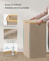 SONGMICS 130 L Laundry Basket with Lid 2-Section 52x38.5x70.5 cm Camel view 7