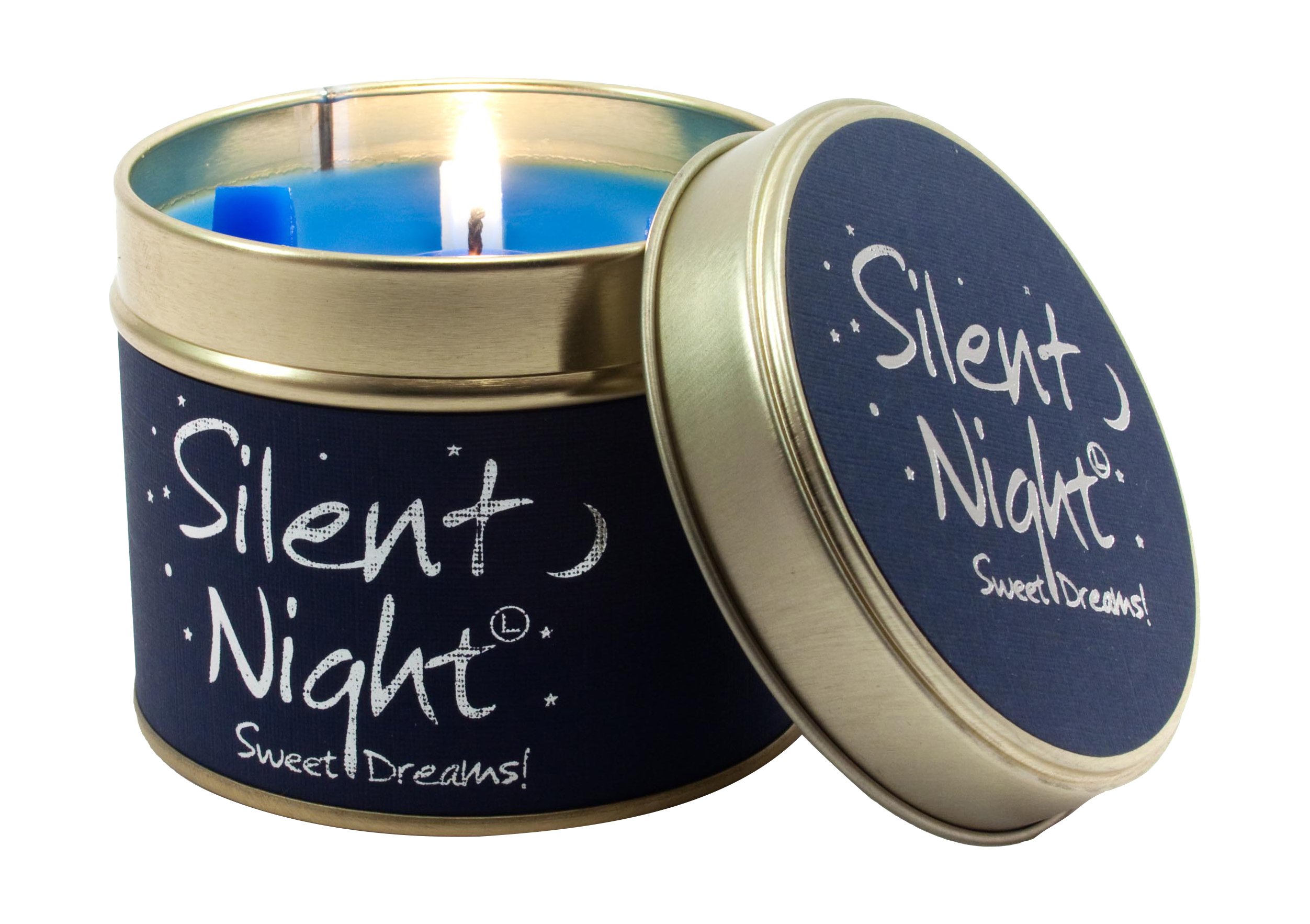 Lily-Flame Silent Night Tin, Blue