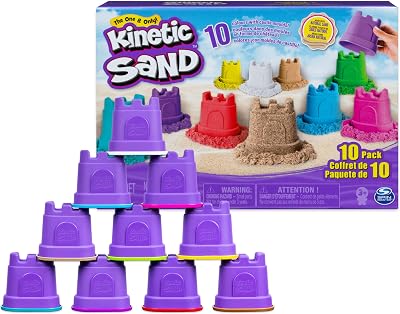 Kinetic Sand Castle Containers 10-Colour Pack Non-Toxic Educational Sand