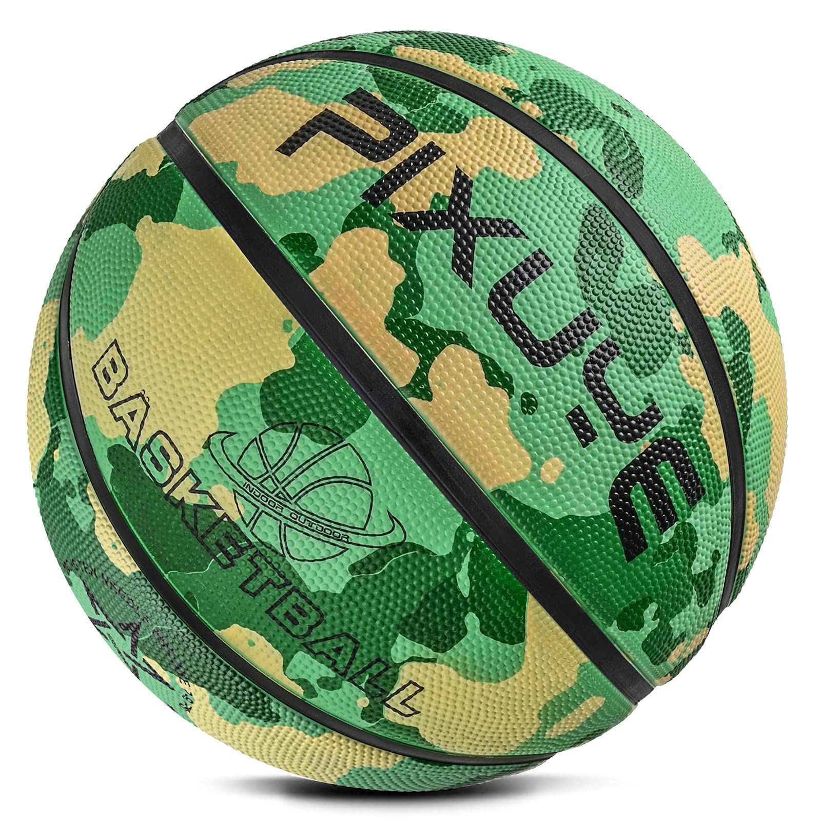 Jicsetk Mini Basketball - Size 5 & 7, Camouflage Green, Indoor/Outdoor for Kids & Teens