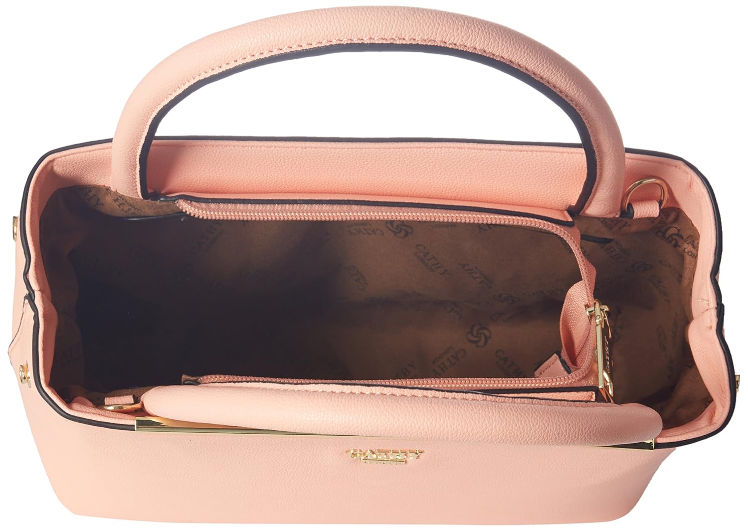 cathy london women's handbag, material- synthethic leather, colour- peach