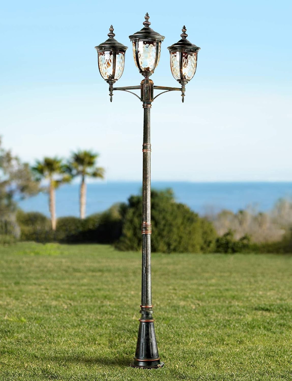 Bellagio 96" High Bronze Outdoor 3-Light Street Lantern