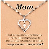 PINKDODO Heart Cross Necklace for Women Baptism Confirmation Easter Gifts