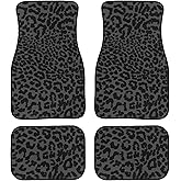 YINGQIGUAN Black Leopard Print Car Floor Mats Carpet Universal Abstract Cheetah Pattern Wild Animal Skin Texture Floor Mats for Cars Vehicle Front Rear Foot Rugs Cute Car Accessories for Trucks