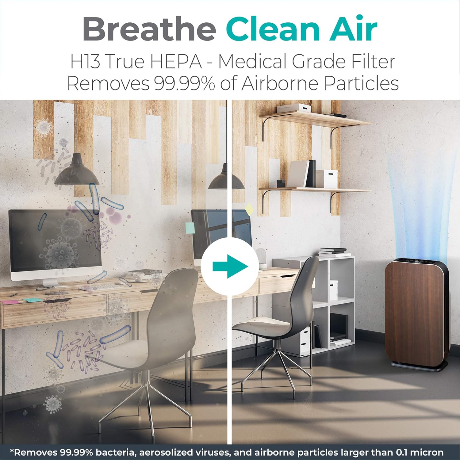 Alen BreatheSmart 45i Air Purifier with Smart Sensor for Large Rooms up to 800 Sqft, Removes Allergens, Pollen, Dust, Dander, while Eliminates Bacteria, Germs, Mold, Odors, in Espresso: Home & Kitchen
