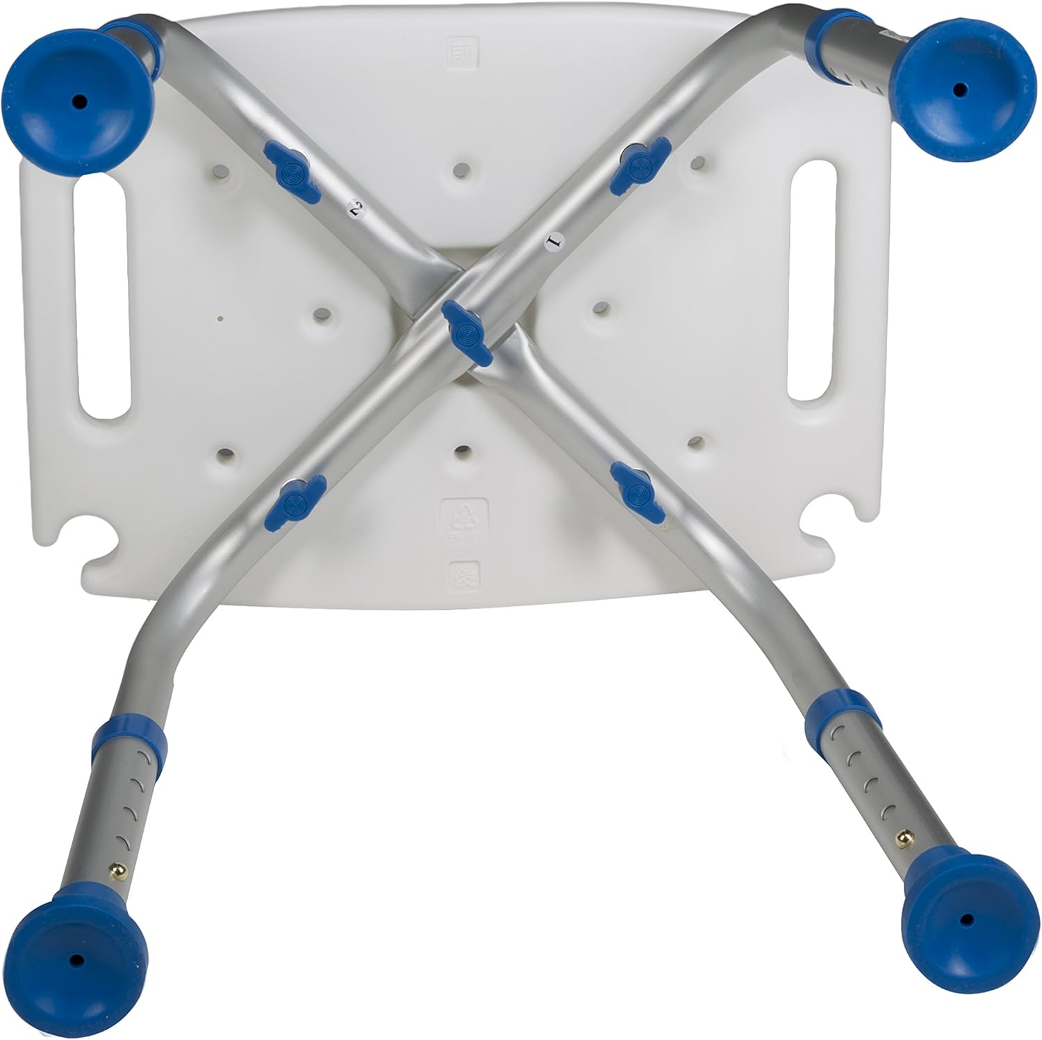 Pcp Bath Bench Shower Chair Safety Seat, Adjustable Height, Stability Grip Traction, Medical Grade Senior Living Spa Aid, Mobility Recovery Support, White/Blue: Health & Personal Care