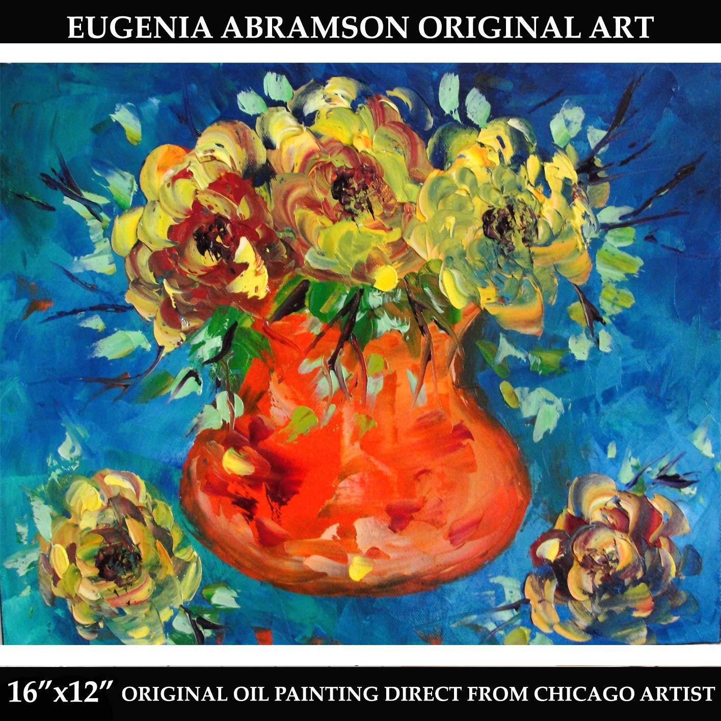 Amazon Com Floral Modern Oil Textured Unique Painting Flowers