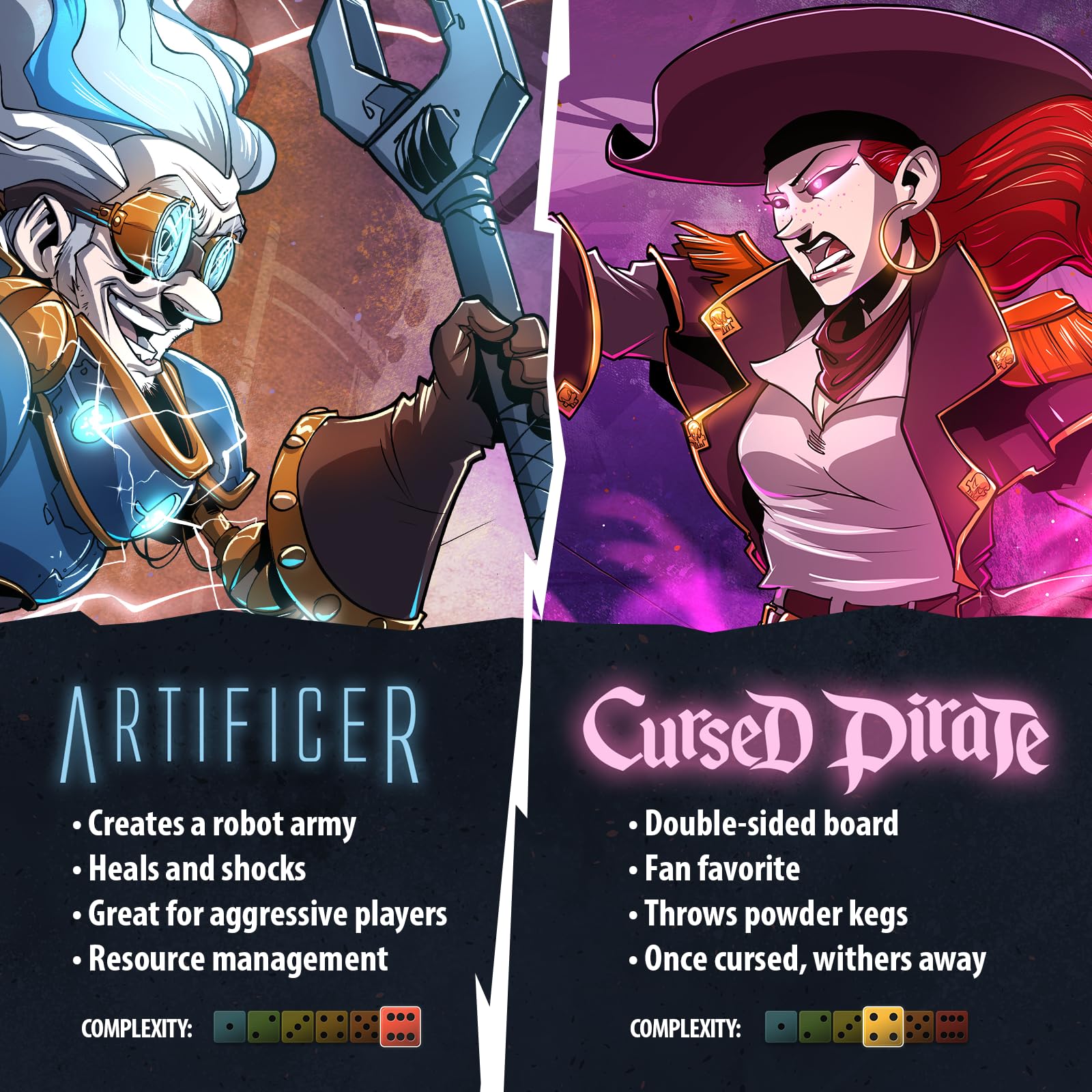 Dice Throne - Two Hero Box - Cursed Pirate v Artificer - Fast Playing Collectible Tabletop Game