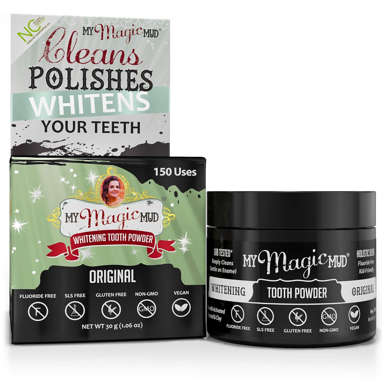 My Magic Mud - Whitening Tooth Powder, Polishing, Brightening, Charcoal, 1.06 oz. (150 uses (Original) : Tooth Whitening Products : Beauty