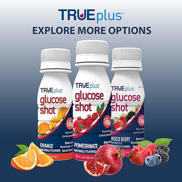 TRUEPLUS GLUCOSE SHOT, MIXED BERRY, 15G FAST-ACTING CARBOHYDRATES, FAT FREE, GLUTEN FREE, BOOST ENERGY, 6 PACK