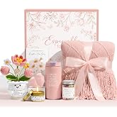 Birthday Gifts for Women Mom Get Well Soon Gift Baskets Self Care Package | Inspirational Spa Sympathy Thinking of You Gift Set, Bosses Day Gifts for Women Her Friend Wife Sister w/Crochet Tulip Flower