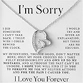 LUXUS™ 18K White Gold Heart Necklace with Cubic Zirconia – Valentine’s Day Apology Gift for Her, Romantic Love Necklace for Girlfriend or Wife