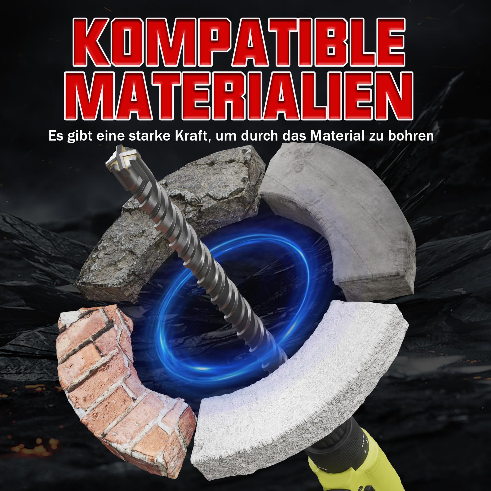 CSOOM SDS Plus Bohrer 40x600mm，Professionell Betonbohrer，Ideal zum Bohren in Stein, Beton, Naturstein, Ziegelmauer 5