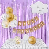 Aisszhao 2pcs Macaron Purple Foil Curtain 3.2ft x 6.5ft Tinsel Backdrop view 4