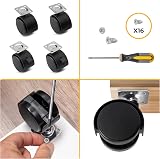 Emuca Pack of 4 Black Swivel Castors 50mm with Brakes and Plate view 5