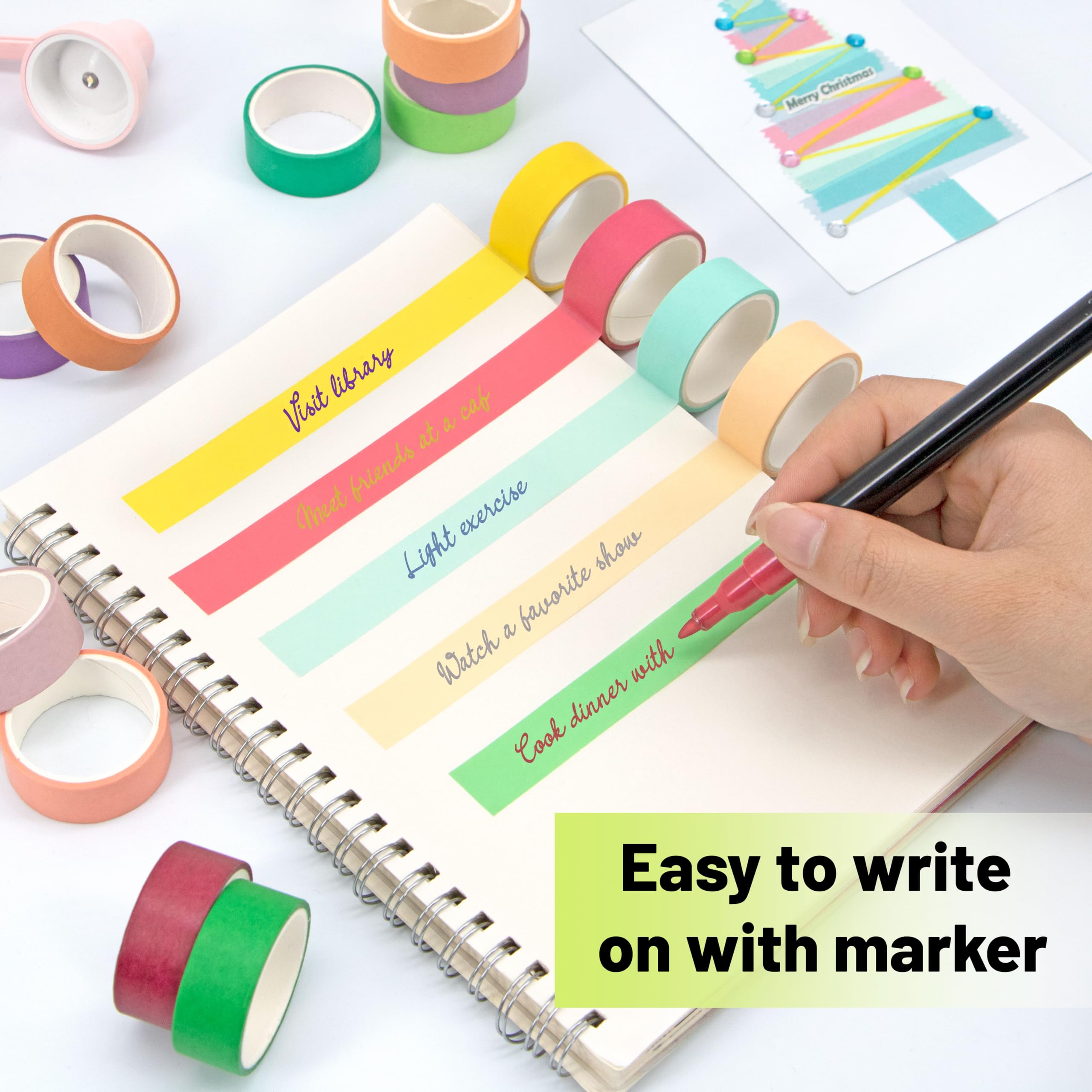 Washi Tape Set 30 Rolls, Decorative Tape, Colored Tape, Scrapbook Tape, Craft Tape for Scrapbook Supplies, Journaling, Washy Tape, Washy