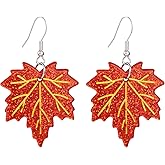 SELOVO Dangle Earrings for Women Orange Maple Leaf Drop Earrings Fashion Jewelry