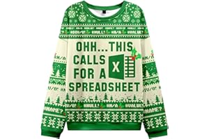GEEKSOUTFIT Ugly Christmas Sweatershirts Excel Christmas Sweatshirts for Women,Men