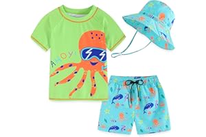 BTPEIHTD Kids Swimsuit Boys Rash Guard Swim Trunks UPF 50+ Fishing Surfing Beach Bathing Suit Quick Dry Toddler Swimwear Set