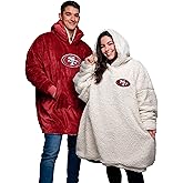 FOCO NFL Unisex NFL Team Reversible Oversized Sherpa Hoodie Sweatshirt Big Logo Hoodeez