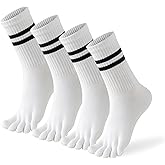 CIENCHENSOX Toe Socks Women Five Fingers Crew Socks for Running Athletic Hiking Comfort Toe Separator Barefoot Sock 4 Pairs