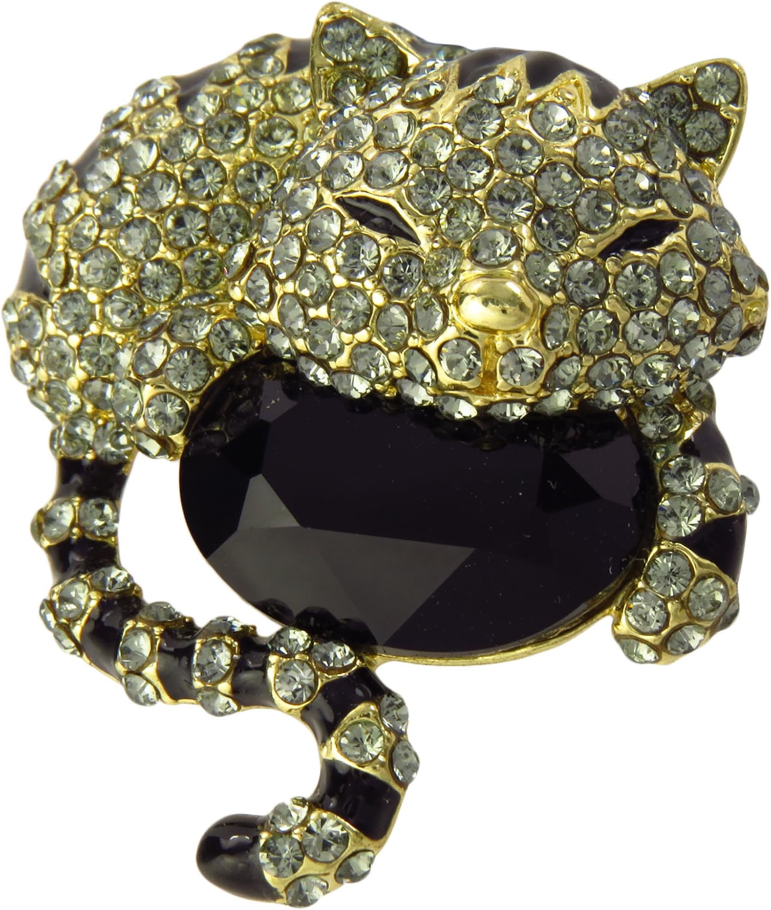 Swarovski Crystal Brooch Striped Cat Design
