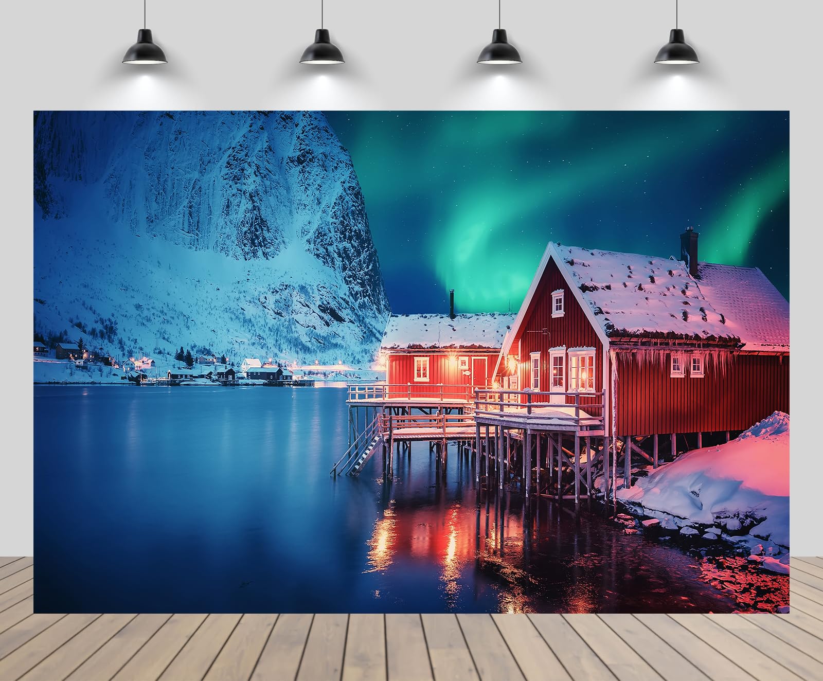 CHNYWORK 15ftx8ft Winter Night Landscape Backdrop