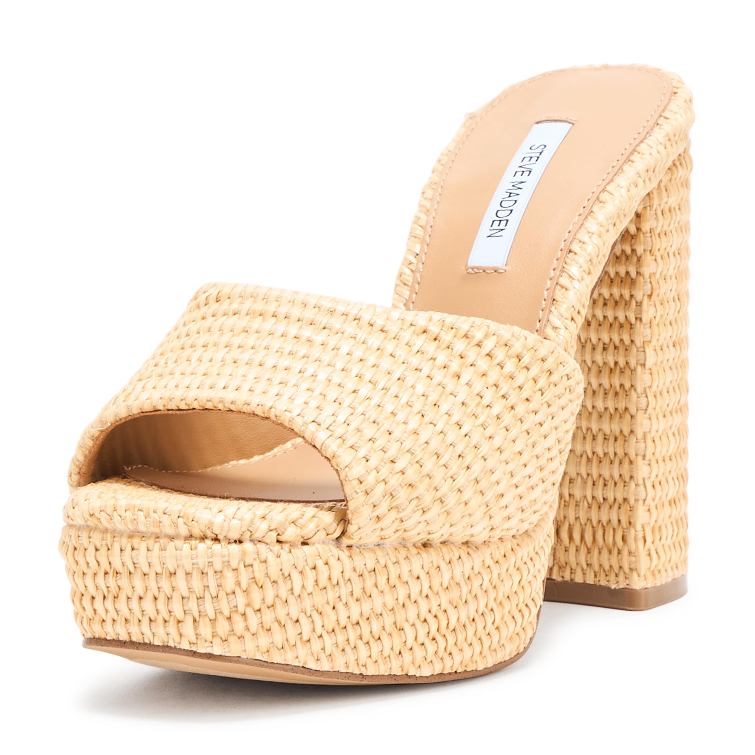 Steve Madden Women’s Joel Heeled Sandal, Natural Raffia, 6.5