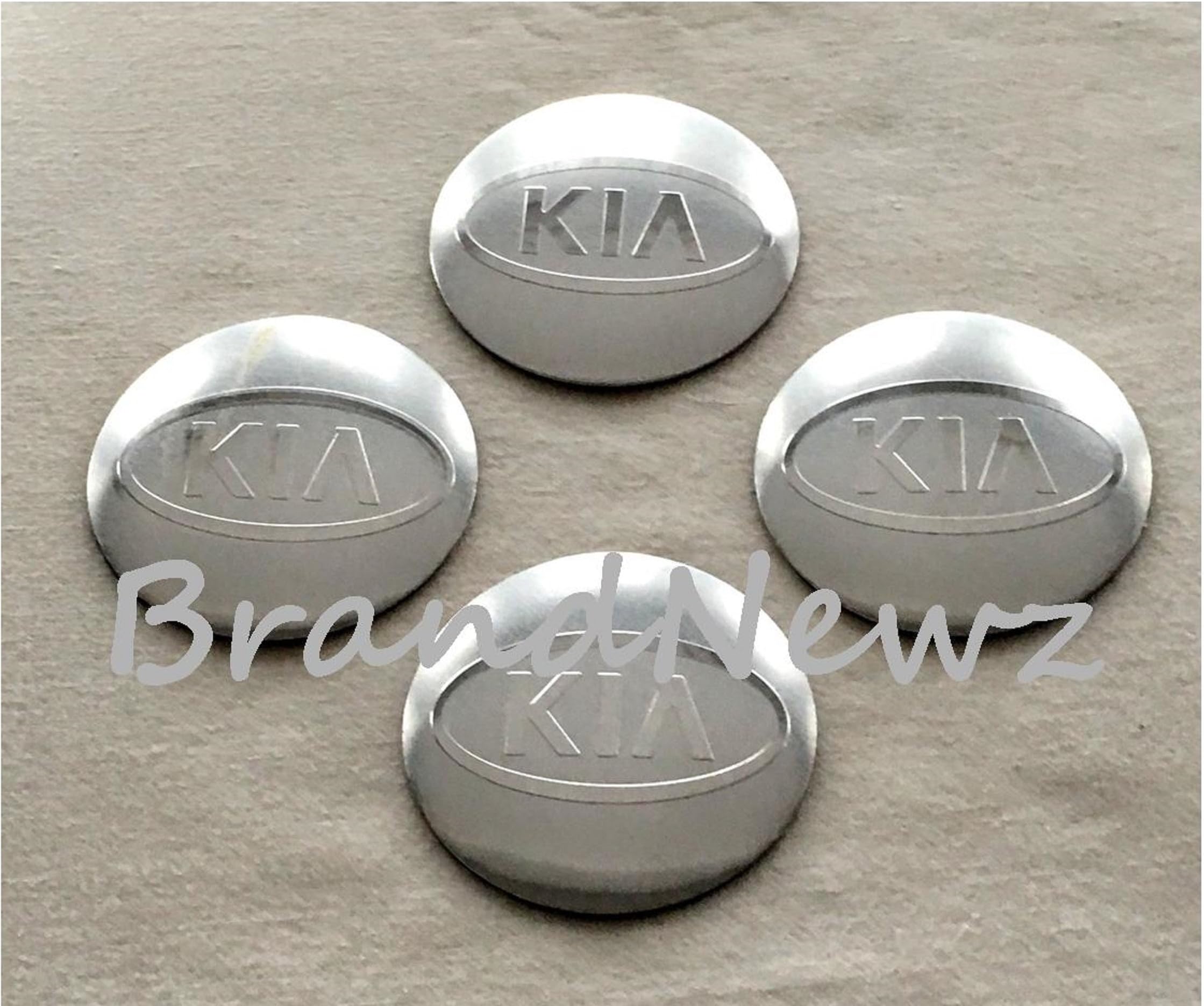 INDEPENDENT MANUFACTURE KIA SILVER CHROME 3D EMBLEM WHEEL CENTER CAP STICKER LOGO BADGE WHEEL TRIM - 56.5 mm DOME - SET OF 4