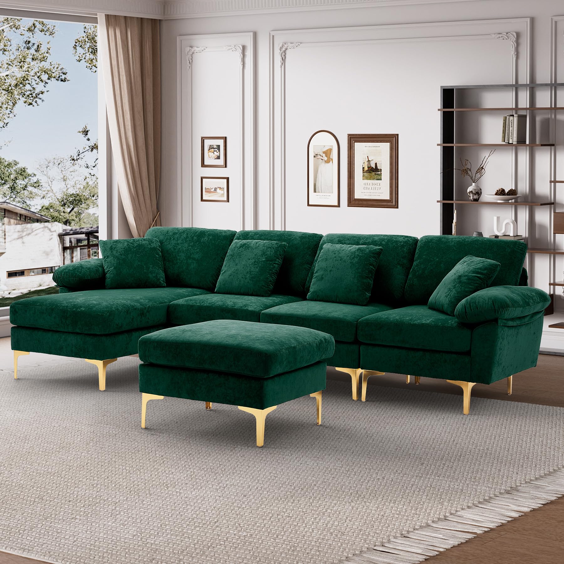 Wrofly U-Shaped Sectional Sofa Couch, 114" Comfy