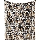 CaomeiWu Raccoon Throw Blanket, 50" x 40" Flannel Cute Raccoons Themed Stuffed Animal Throw, Soft Nap Throw Blanket for Home, Office for Boys Girls Women Raccoon Lovers Gifts