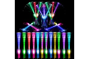 12Led Christmas Fibre Glow Sticks Multi-Coloured Wand Flashing Glow Sticks with 3 Light Modes For Night Party, Birthday Party