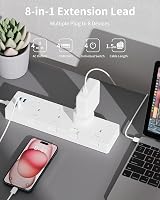 4 Way Extension Lead USB C Socket Switched Surge Protected 1.5M Wall Mount view 2