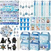 Vanblue 134Pcs Winter Wonderland Party Favors Winter Polar Animal Party Decoration Christmas Holiday Exchange Gifts Boxes Classroom Rewards Prizes Goodie Bag Stuffers Supplies