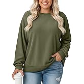 Velvelhall Women's Plus Size Sweatshirts Oversized Corduroy Long Sleeve Crew Neck Pullover Sweat Shirts Casual Loose Fit Tops