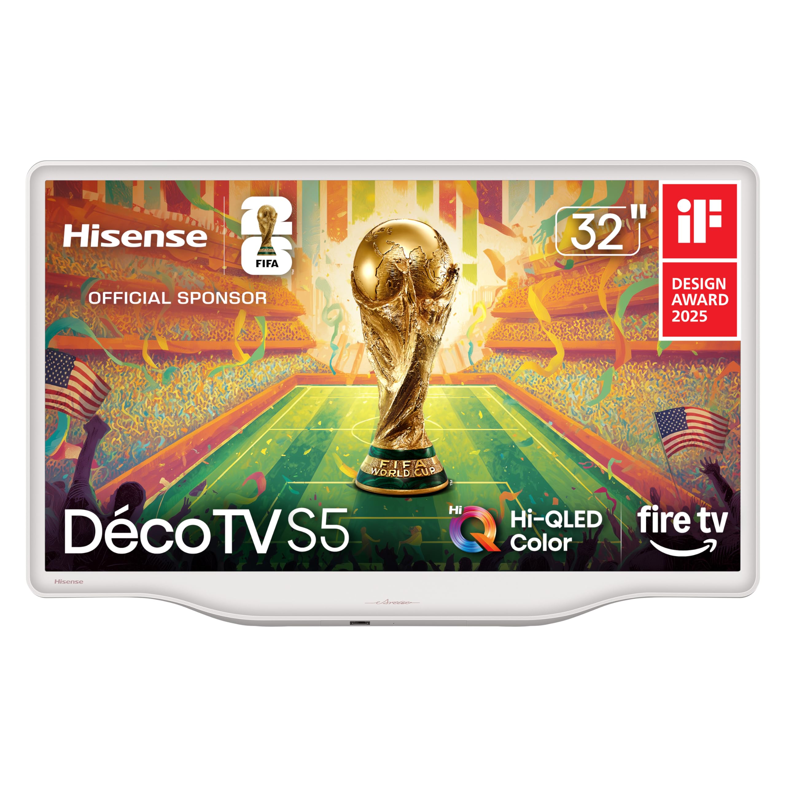 Hisense 32-Inch S5 DécoTV Series Hi-QLED FHD Smart Fire TV (32S5QF) - Versatile Fit, Hi-QLED Color, Art-Inspired Design, Fluid Central Stand, DTS Virtual: X, Stream Live TV Without Cable