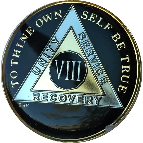 11 Year AA Sobriety Medallion - Elegant Marble Tahiti Teal Blue & Pink With Gold Plating - View #8