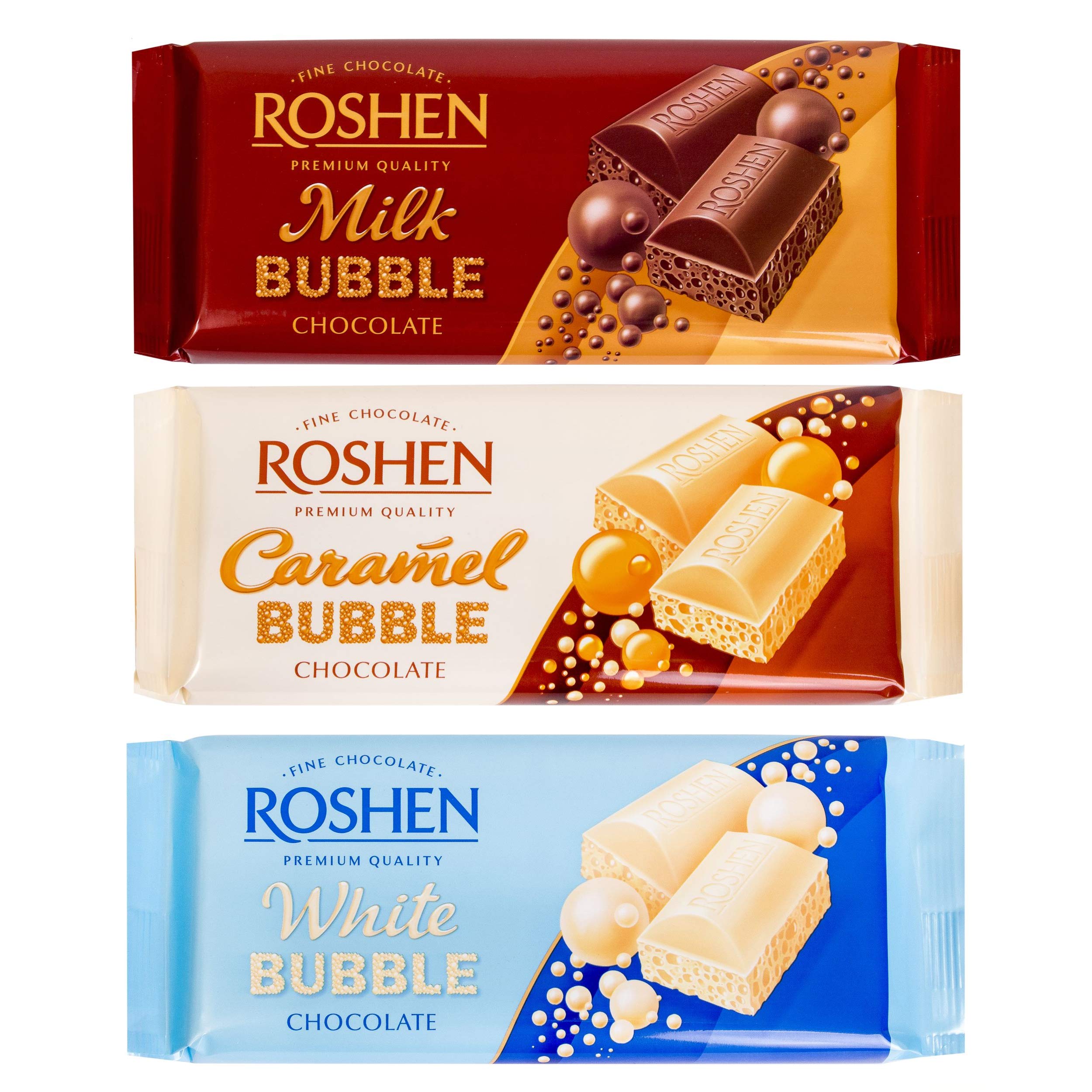 3 bars of Roshen Aerated Bubble 
