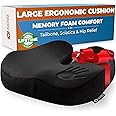 Seat Cushion for Office Chair - Tailbone Pressure Relief Cushion - Coccyx, Lower Back, Hip, Butt, Sciatica Pain Relief Pillow - Memory Foam Chair Cushions for Desk Chairs, Car Seats, Wheelchairs