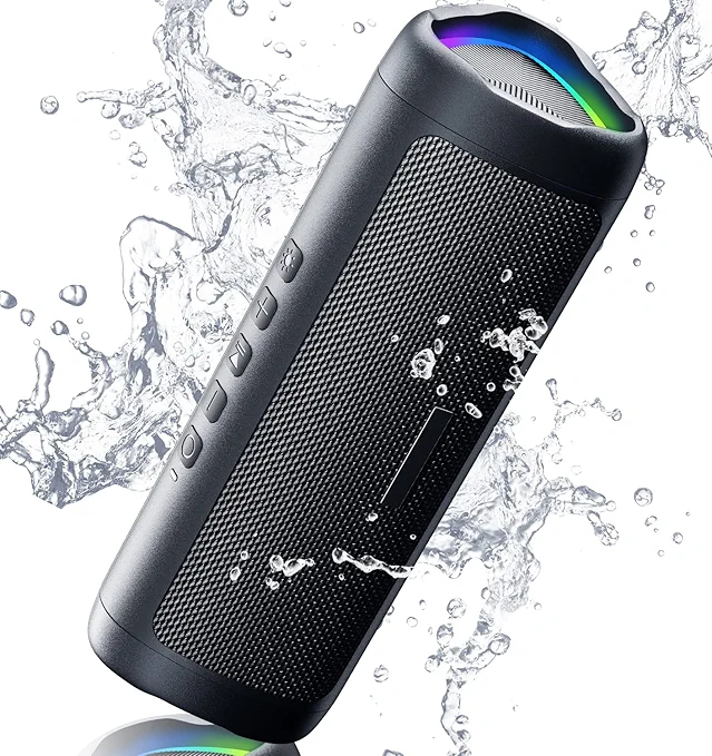 Bluetooth Speaker Stocking Stuffers for Men Women Teens Boys Girls: Portable Wireless, IPX5 Waterproof, White Elephant Gifts for Adults, Up to 20H Playtime, TWS Pair, for Home/Party/Outdoor (Black)
