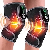 HOMRELEXA Cordless Heated Knee Massager, 3-in-1 Heating Pad with 3 Vibration and Heating Mode, Auto-Off Timer, Knee Brace for Shoulder Elbow, Gifts for Men Women, Black, 2 PCS