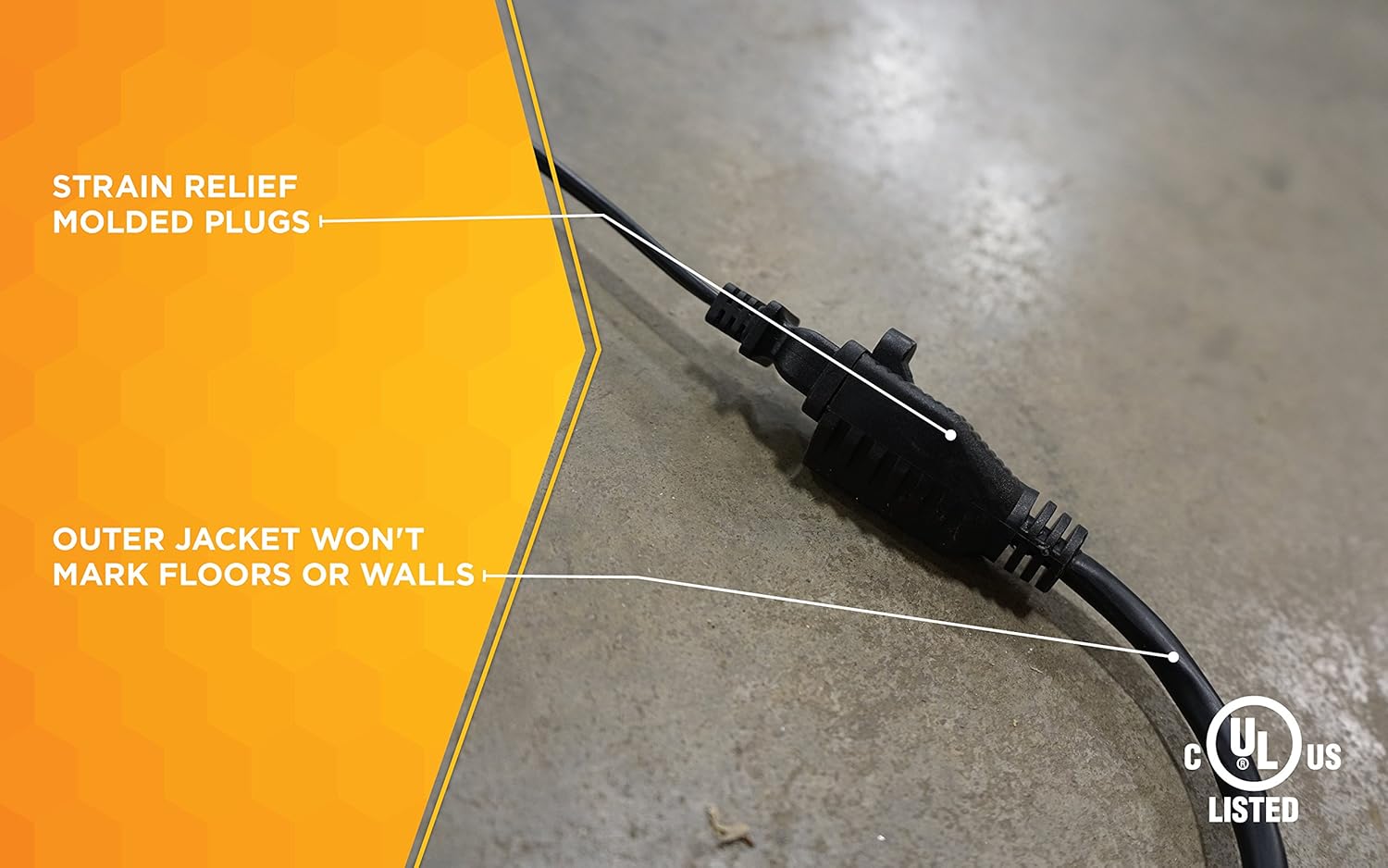 Woods 990261 16/3 SJTW 15-Foot General Purpose Black Extension, Tangle Free Medium Duty Garage and Workshop Power Cord - - 