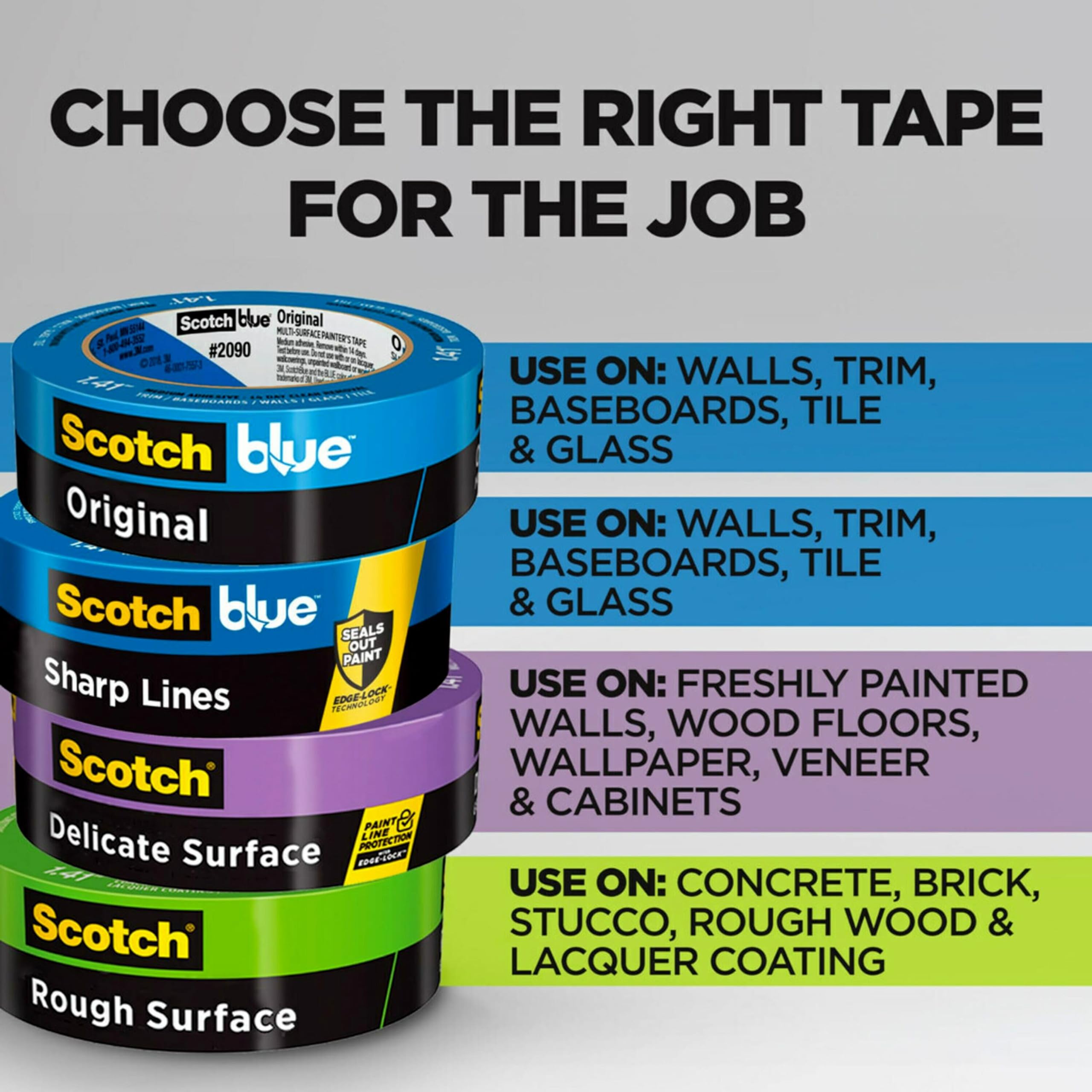 ScotchBlue Original Multi-Surface Painters Tape, 1.5 Inch Wide (1.41 In. x 60 Yds) 4 Rolls, Blue Paint Tape Protects Surfaces and Removes Easily, Masking Tape for Indoor and Outdoor Use (2090-36EP4)