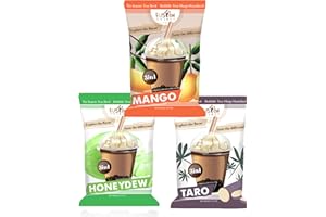 Fusion Select Variety Bubble Tea Mix - Taro Milk Tea Honeydew Mango Boba Tea Powder Flavored 3-in-1 Drink Powder with Cream & Sugar - Instant Pre-Mixed Beverage for Hot or Cold Blends & Yummy Frappes - 6 oz. Pack, Made in Taiwan