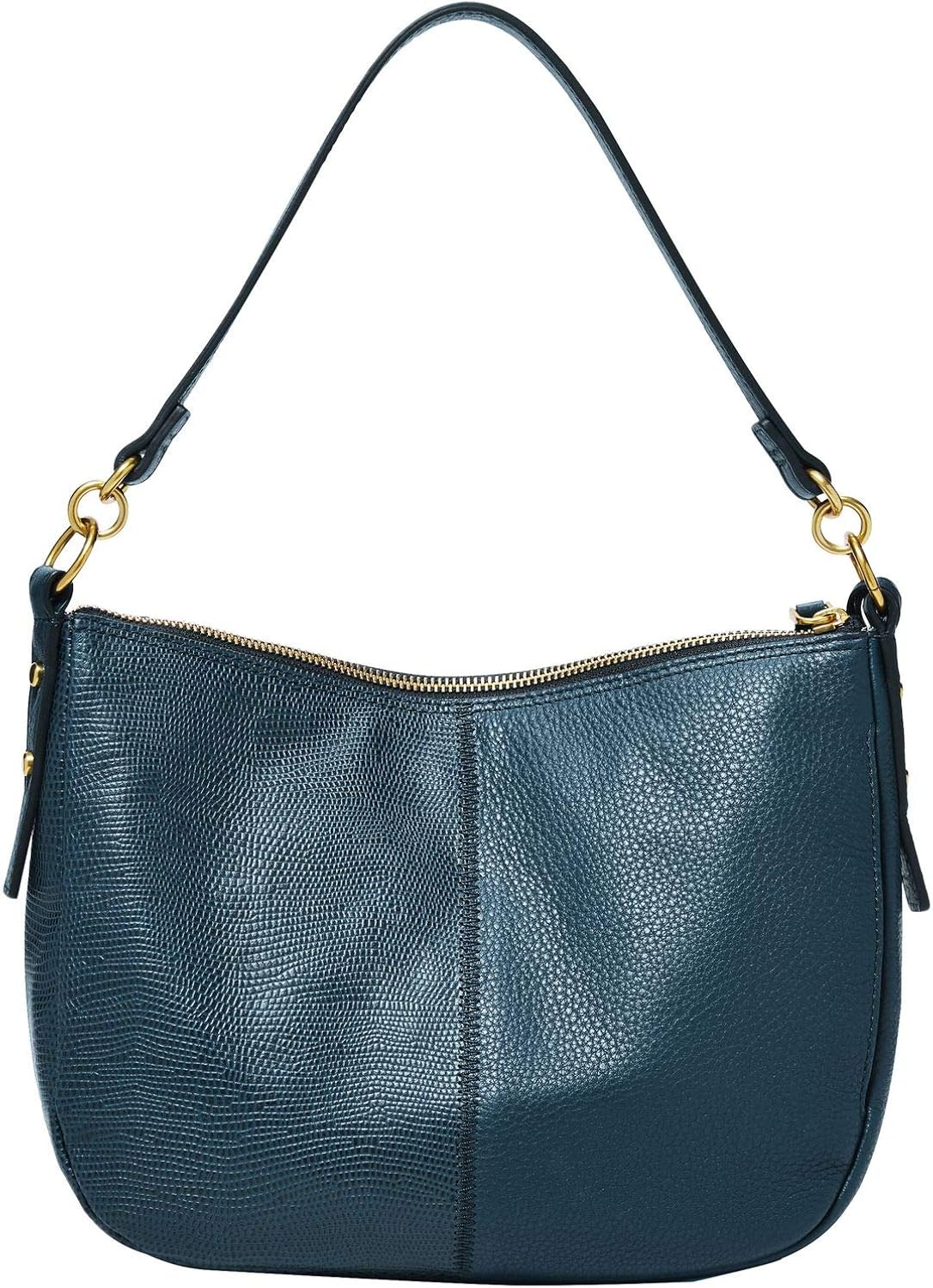 Fossil Jolie Crossbody Bag in Blue Lizard Effect Embossed Leather for